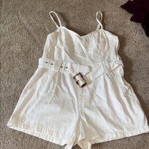Show Me Your MuMu White Belted Romper